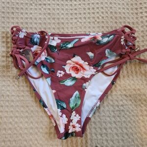 Cupshe Floral Bikini Bottom - Pink and Green